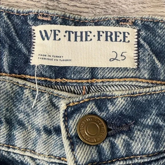 Free People Distressed Blue Denim Jeans - Picture 2 of 7